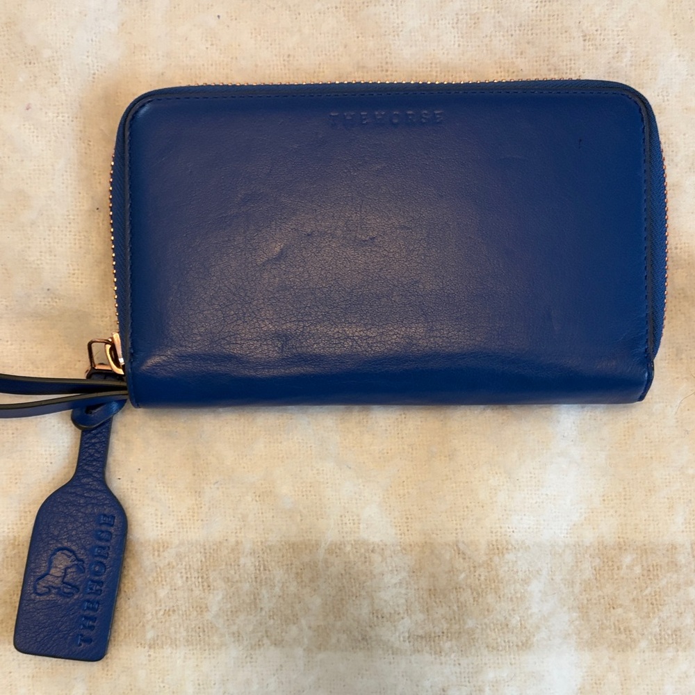 The Horse Blue Zip Around Leather Wallet/ Wristlet